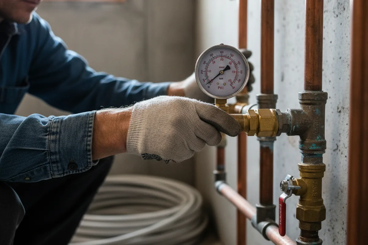 Pressure testing a repaired line during Water Line Repair in Paulden